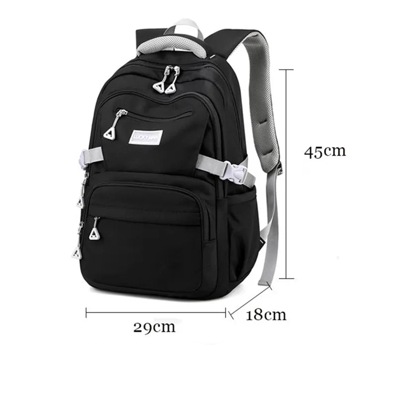Mochila Escolar Feminina em Cor Sólida com Grande Capacidade — Ideal para Estudantes e Uso Diário