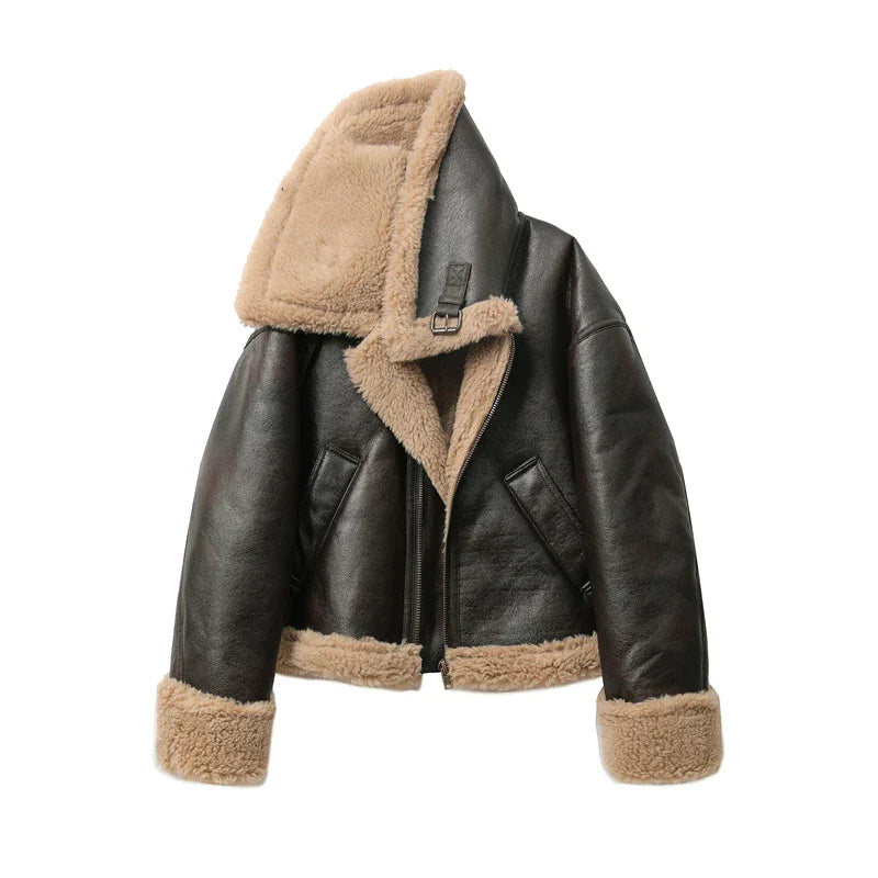 Jaqueta Feminina Curta com Forro Quente Design Dupla Face – (Promoção de Inverno 2025)
