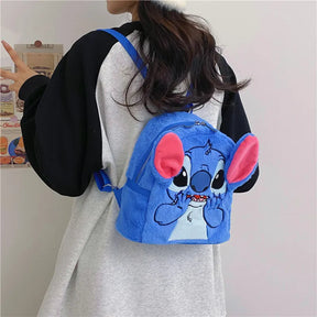Mochila Infantil CTN Stitch Azul Estilo Japonês com Grande Capacidade