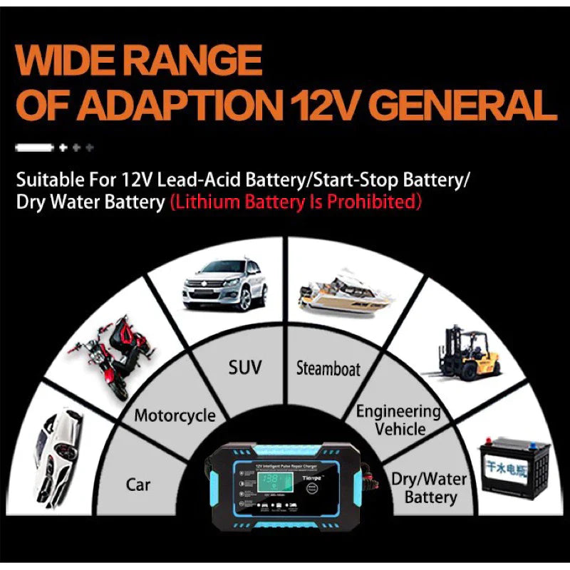 Carregador de bateria automotivo inteligente 12 V Display Digital Automáticas Carregador De Bateria De Carro Energia Reparação Puls-envio imediato