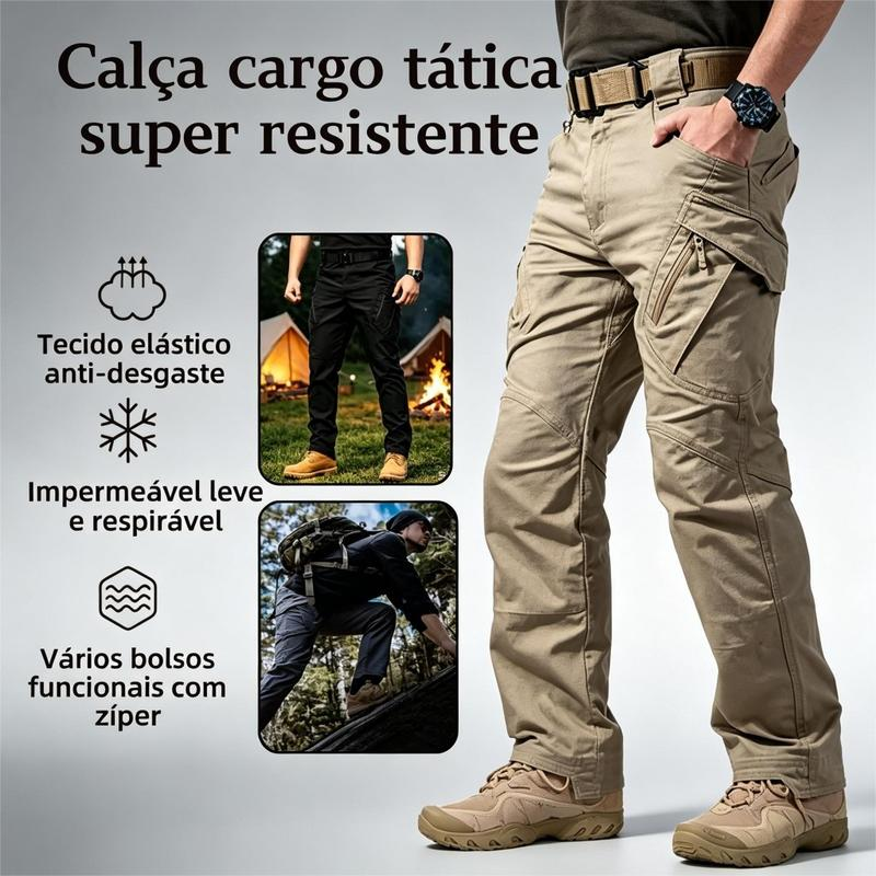 (Compre 1 Leve 2) Calça Tática Masculina Cargo Militar com 8 Bolsos, Resistente à Água e Desgaste