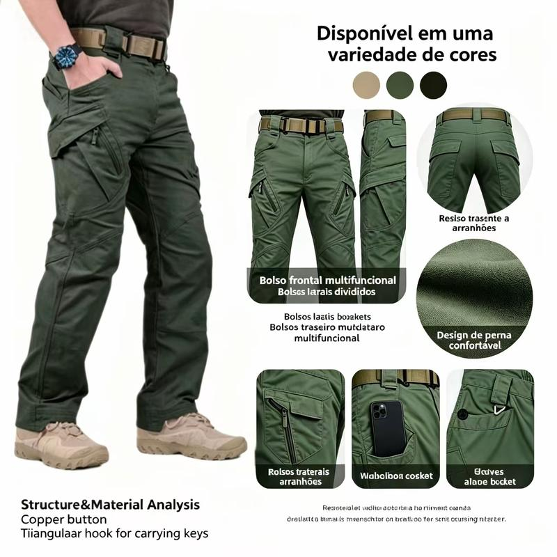 (Compre 1 Leve 2) Calça Tática Masculina Cargo Militar com 8 Bolsos, Resistente à Água e Desgaste