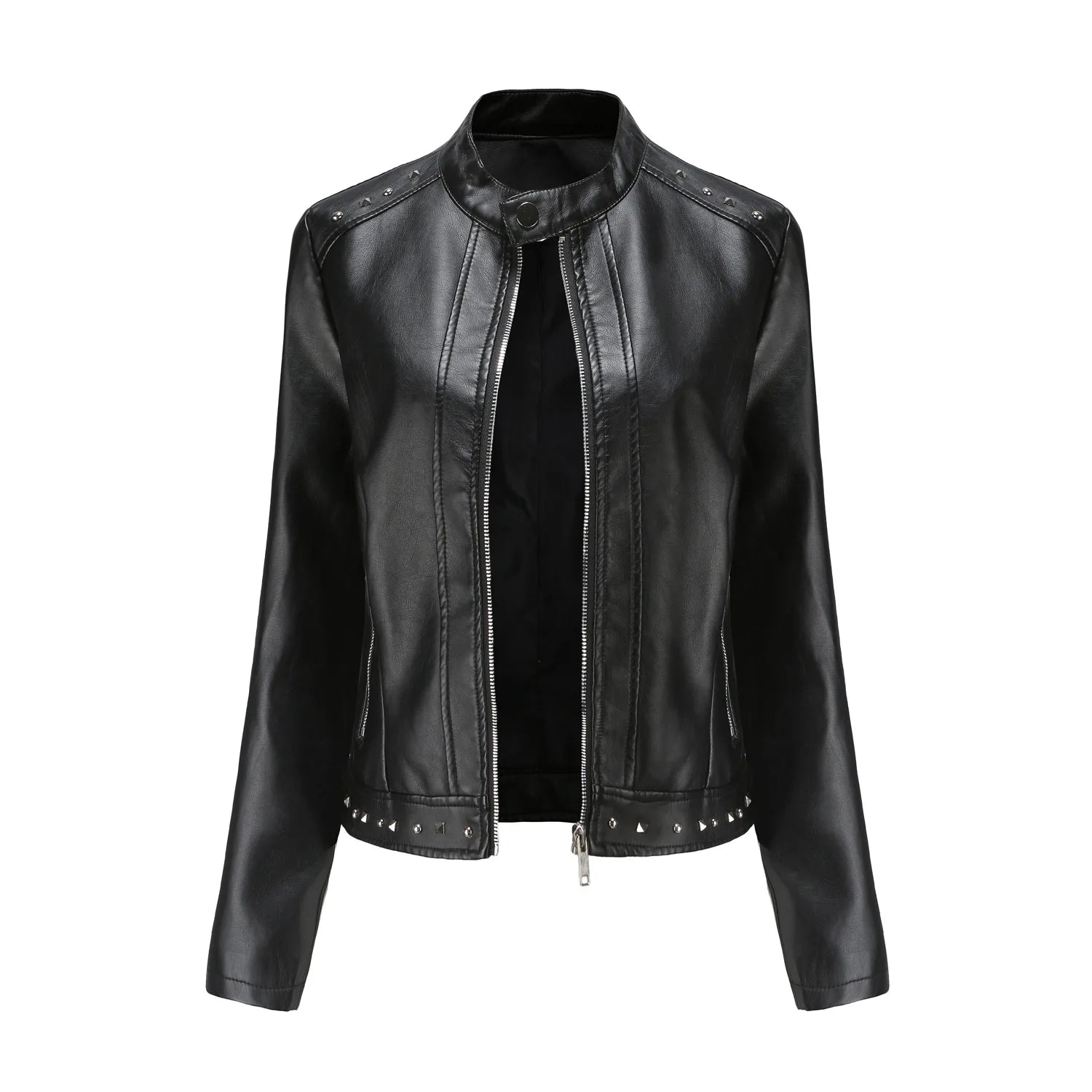 Jaqueta Feminina Estilo Punk Rock com Gola Alta - (Promoção de Inverno 2025)