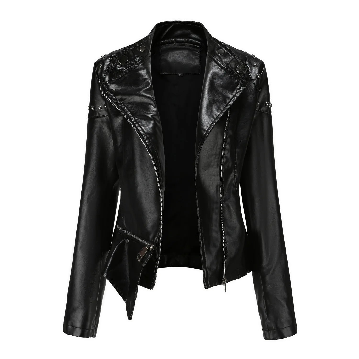 Jaqueta Feminina Estilo Motociclista com Gola Alta - (Promoção de Inverno 2025)