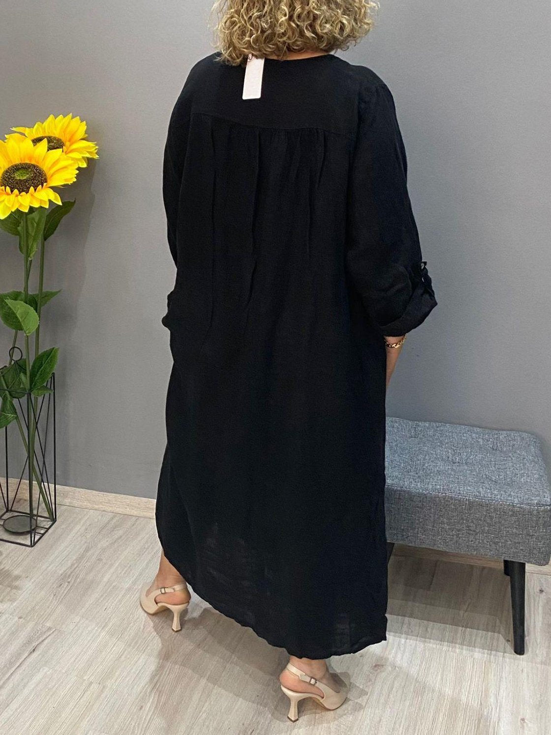 Vestido Casual Longo Elizabeth Algodão e Linho Premium - Compre 1 Leve 2