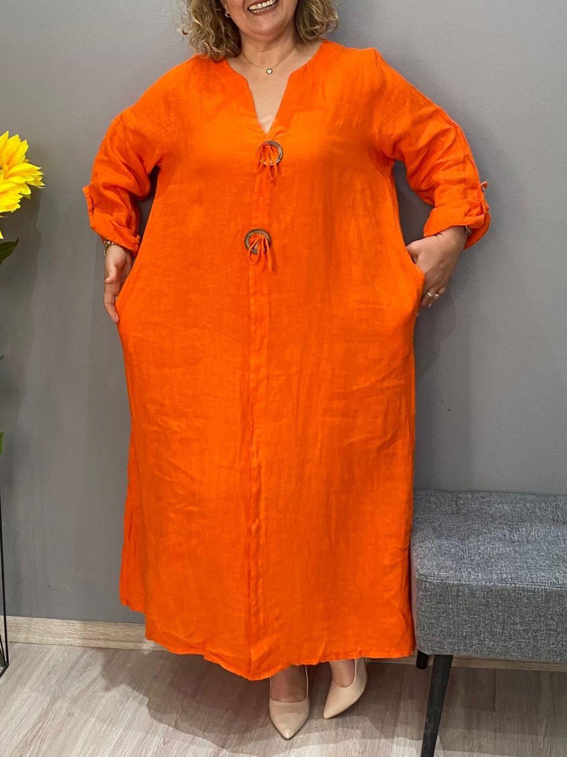 Vestido Casual Longo Elizabeth Algodão e Linho Premium - Compre 1 Leve 2