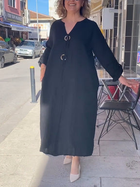 Vestido Casual Longo Elizabeth Algodão e Linho Premium - Compre 1 Leve 2