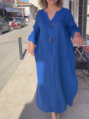 Vestido Casual Longo Elizabeth Algodão e Linho Premium - Compre 1 Leve 2